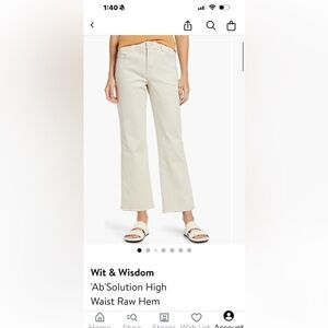 Wit & Wisdom Cream High Waist Raw Hem -size 12 Jeans